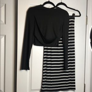 2 piece crop top and long skirt size Lg